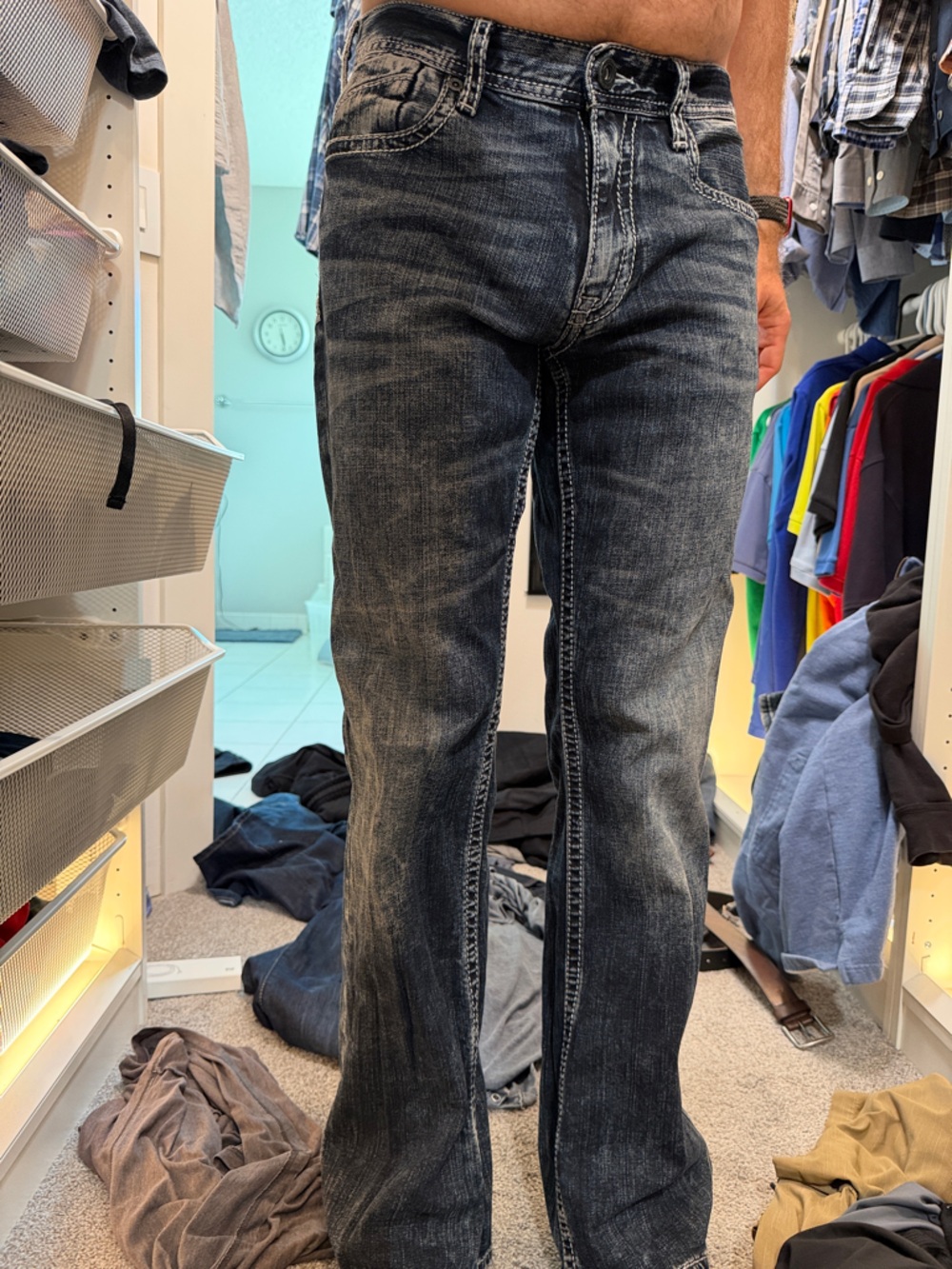 BKE Men's Bootcut Jeans in Faded Black Denim